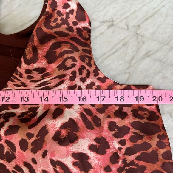 DG2 by Diane Gilman Mixed-Media Double Layer Tank blouse animal print XS NWT - Picture 6 of 7